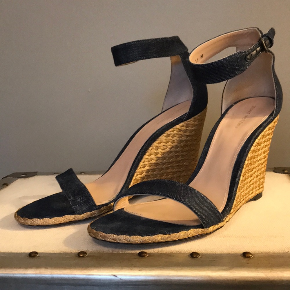 Stuart Weitzman denim braided espadrilles